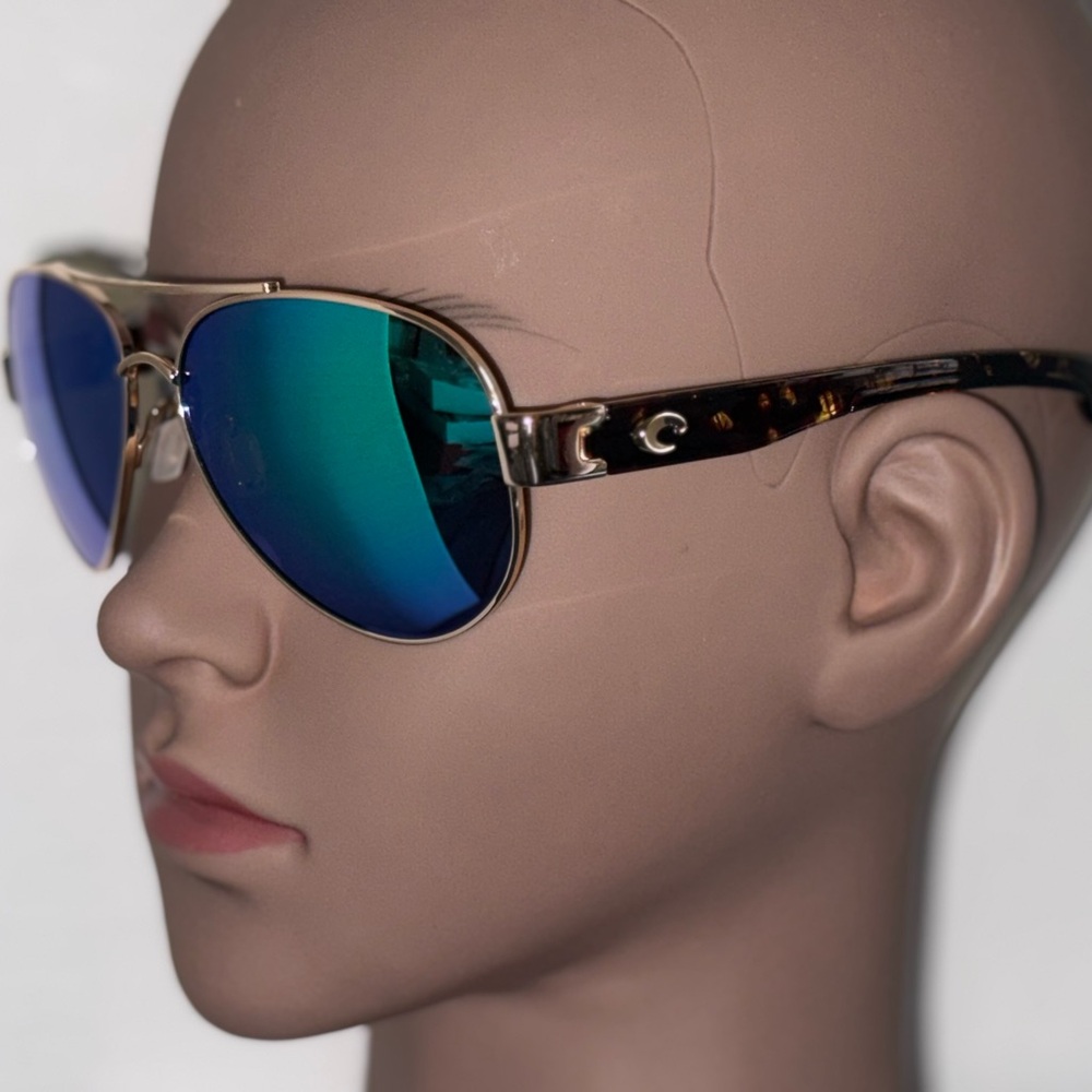 Gold and Blue Aviator Sunglasses with Mirrored Lenses